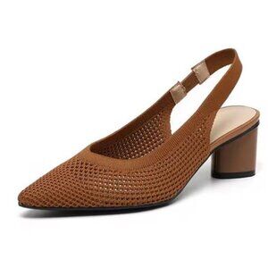 Fabric Cognac Sling Back Women's Shoes